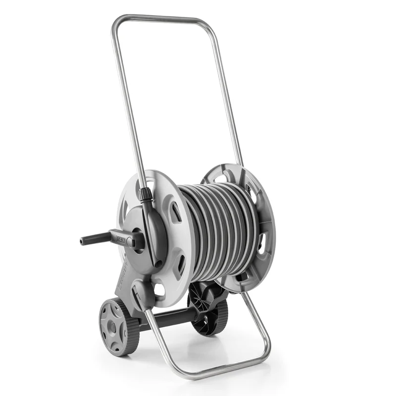 Hortum Makarası 1/2" 25m Hortumlu Tekerlekli Metal Teleskopik Kollu Set Premıum