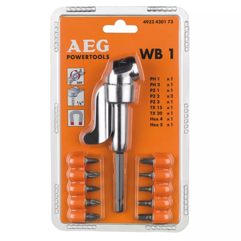 AEG WB1 Vidalama Uç Seti ve Köşe Adaptörü 10 Parça