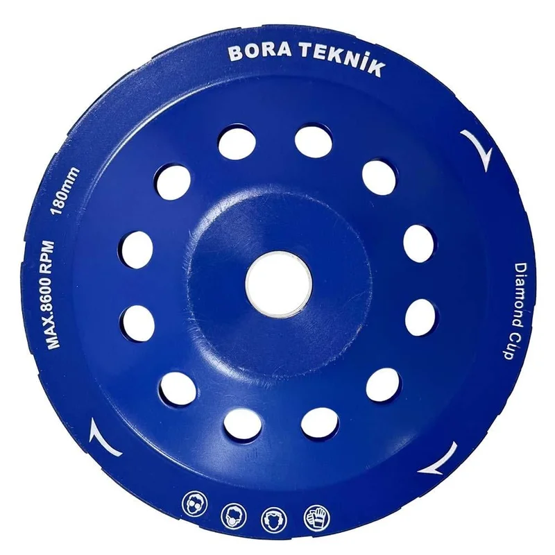 Bora Teknik Çift Sıra Elmas Çanak - Beton Taş Yüzey Silme Temizleme Diski 180 mm