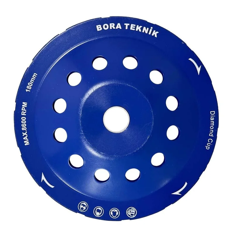 Bora Teknik Tek Sıra Elmas Çanak - Beton Taş Yüzey Silme Temizleme Diski 180 mm