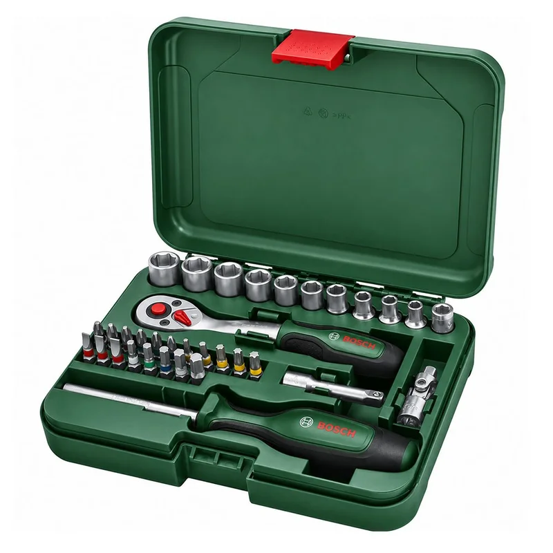 BOSCH 1/4 Altı Köşe Lokma Takımı ve Cırcırlı Tornavida Set 34 Parça