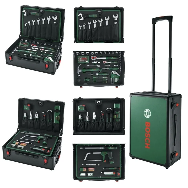 BOSCH 1600A02ZB4 Tekerlekli Dolu Takım Çantası - El Aleti Seti Profesyonel 119 Parça
