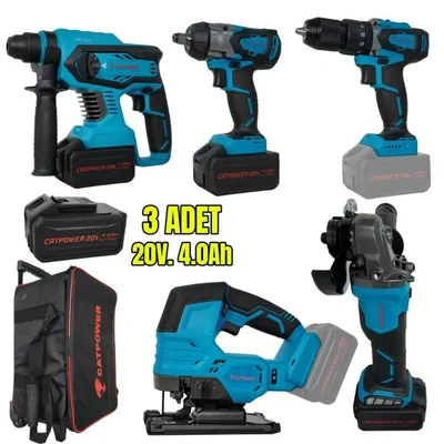 CATPOWER CAT4150 Akülü Kombo 5'Li Set Kömürsüz 20V Li-Ion 4Ah