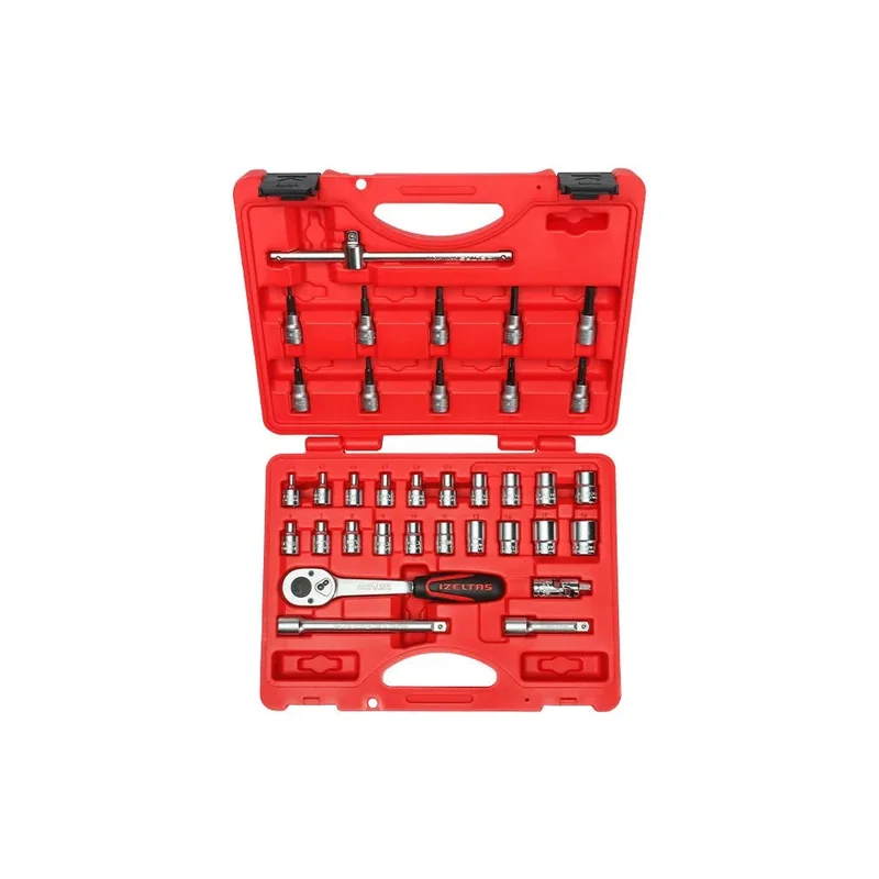 IZELTAS 3/8 Altı Köşe Lokma Takımı ve Allen Uçlu Lokma Set 35 Parça