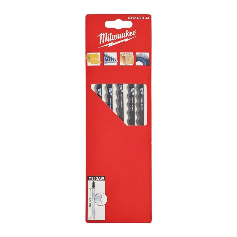 MILWAUKEE T313AW Dekupaj Bıçağı Düz Dalgalı Ağız Kağıt 155 mm 5 Adet