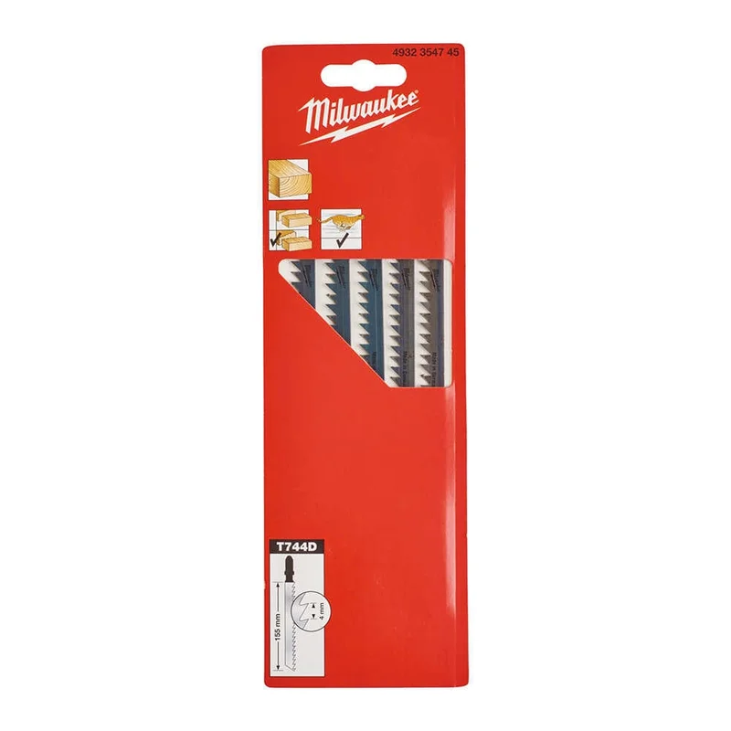 MILWAUKEE T744D Dekupaj Bıçağı Ağaç Hızlı Kesim 155 mm 5 Adet