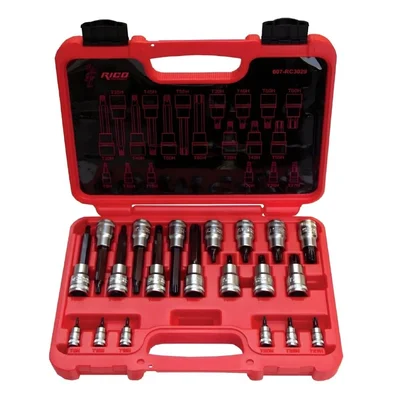 RICO 007-RC3029 1/4 ve 1/2 Torx Uçlu Lokma Takımı Delikli 20 Parça