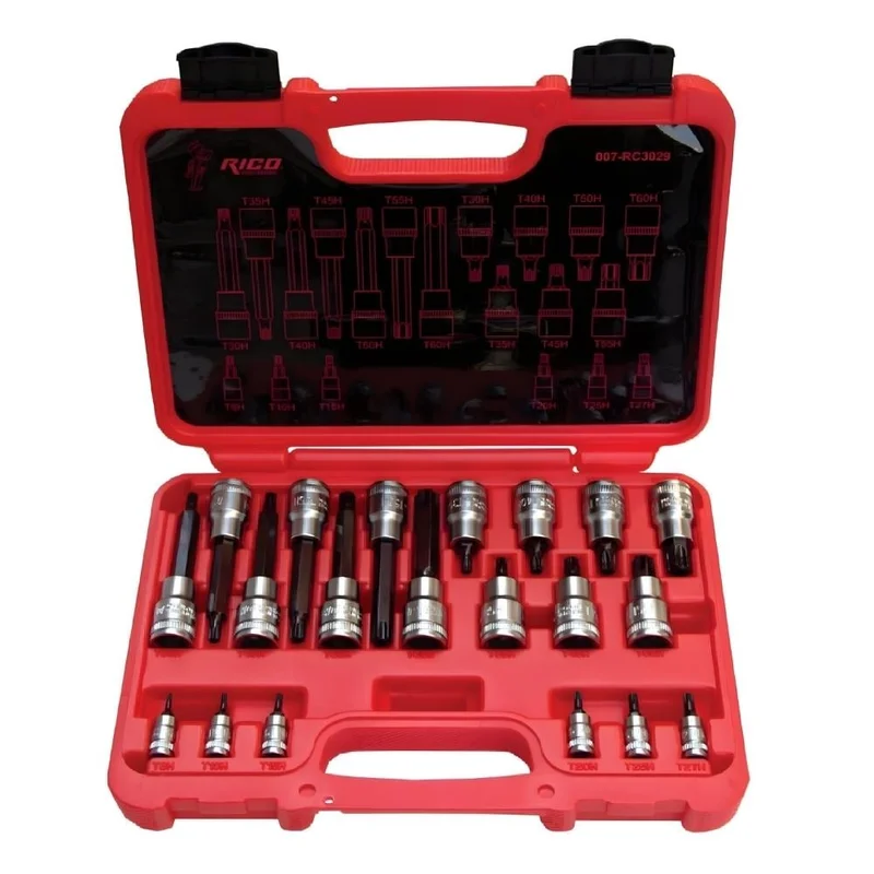 RICO 007-RC3029 1/4 ve 1/2 Torx Uçlu Lokma Takımı Delikli 20 Parça