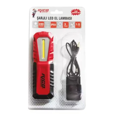RICO 013-RC0037 Şarjlı Mıknatıslı Led Çalışma Lambası 240 Lümen