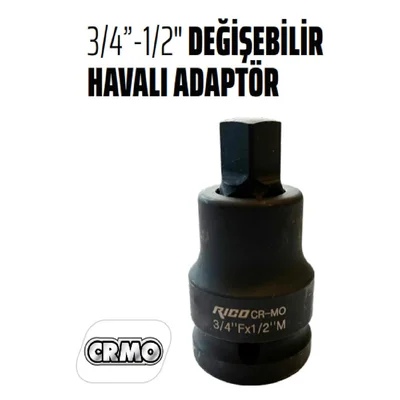RICO 3/4 Fx 1/2 M Değişebilir Havalı Lokma Adaptörü - Lokma Düşürücü