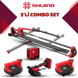 SHIJING TOOLS Manuel Kesici Dijital Vantuz Fayans Vibratörü ve Lazer Metre 5'li Pro Set - Görsel 1