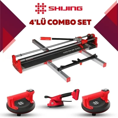 SHIJING TOOLS Manuel Kesici Dijital Vantuz ve Fayans Vibratörü 4'lü Pro Set
