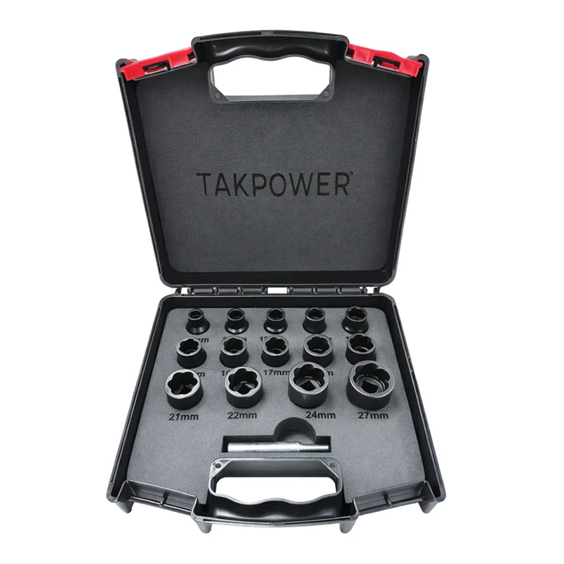 TAKPOWER 1/2 Twist Lokma Seti Hasarlı Cıvata ve Somun Sökme 14 Parça