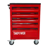 TAKPOWER 172 Parça Dolu Takım Arabası 5 Çekmeceli İzeltaş El Aletleri - Kırmızı - Görsel 1