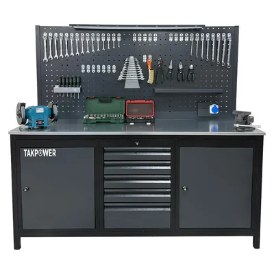 TAKPOWER 2 Metre Dolu Takım Tezgahı 5 Çekmeceli 2 Dolaplı Pro