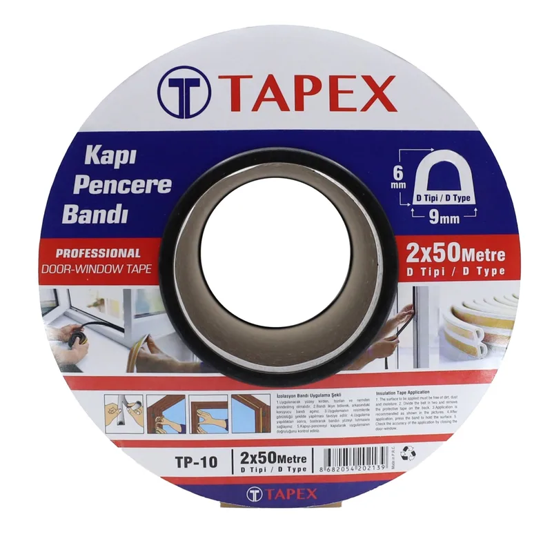 Tapex Kauçuklu Kapı Pencere Bantı 2x50 Mt Kahve