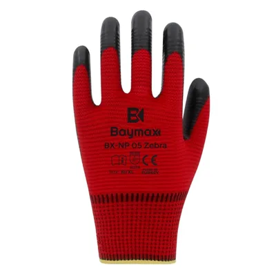 Baymax Zebra Eldiven Np05 Kırmızı-siyah - 288'li Paket