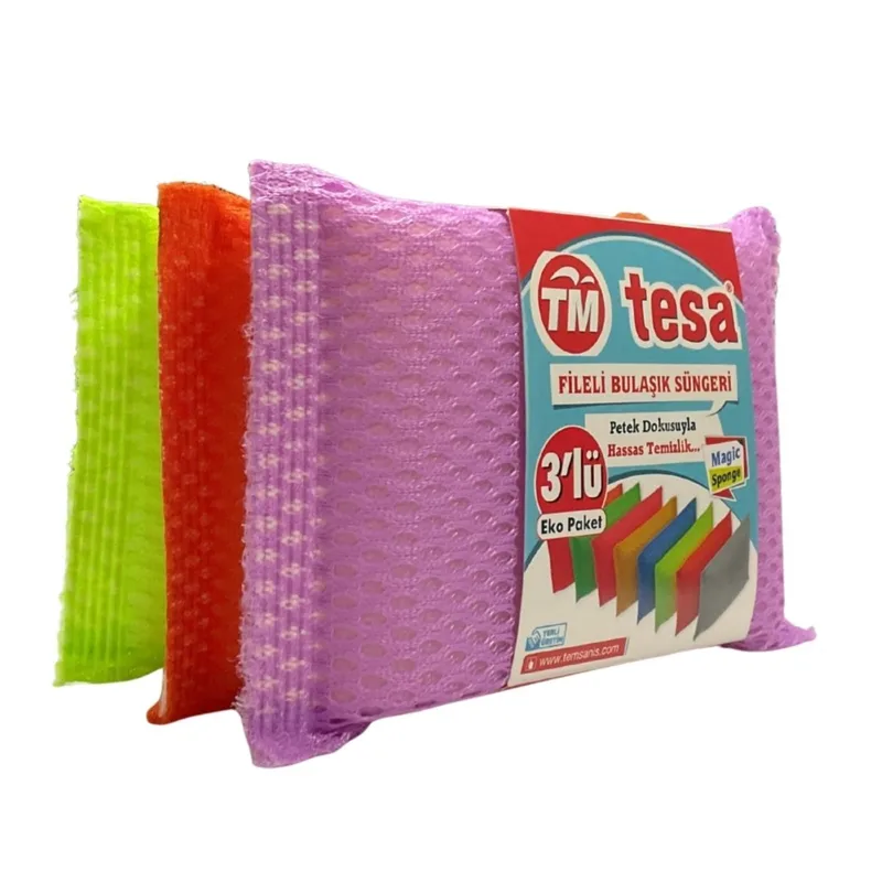 Tesa Temizlik Pileli Bulaşık Süngeri 3 Lü Tm-460 - 15'li Paket