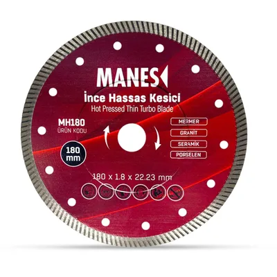 Manes İnce Hassas Kesme Kırmızı 180x1.8x22 (mh180) - 5'li Paket