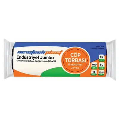 Çöp Torbası Jumbo Boy Siyah 400gr 80x110 Cm(10 Lu) - 20'li Paket