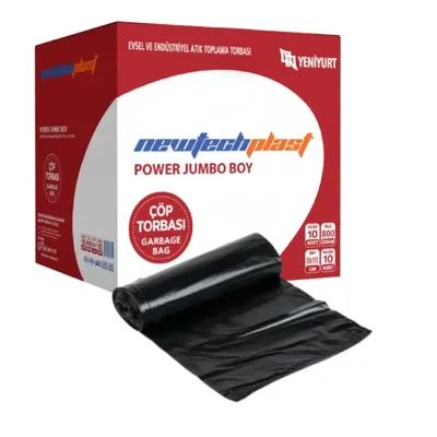 Çöp Torbası Jumbo Boy Siyah 800gr 80x110 Cm(10 Lu) - 10'lu Paket