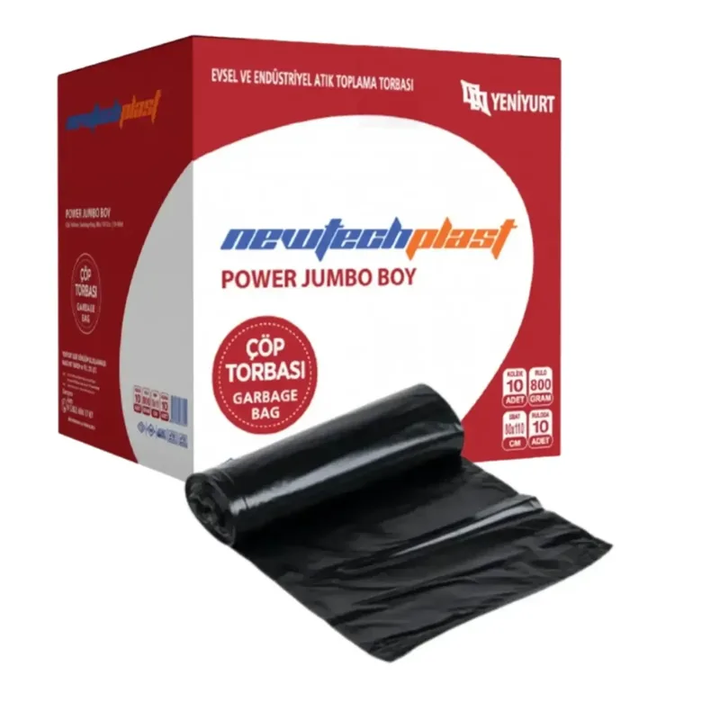 Çöp Torbası Jumbo Boy Siyah 800gr 80x110 Cm(10 Lu) - 10'lu Paket
