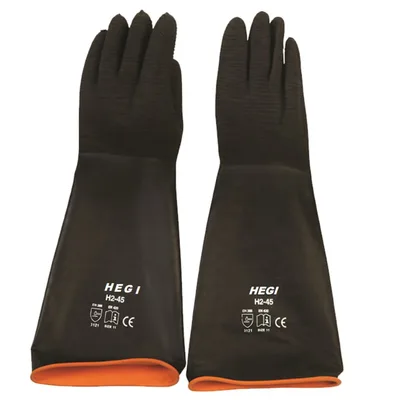 Hegı Hr45 Siyah Asit Eldiveni Tırtıklı 45 Cm - 60'lı Paket