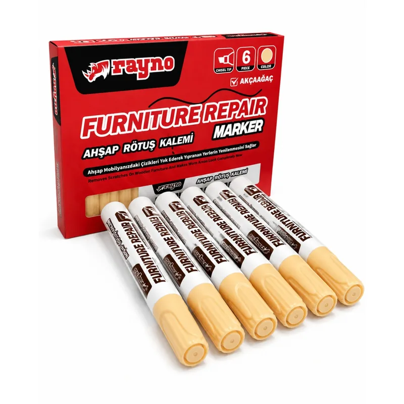 Rayno Mobilya Rötuş Kalemi (ryn10463) Akçaağaç - 6'lı Paket