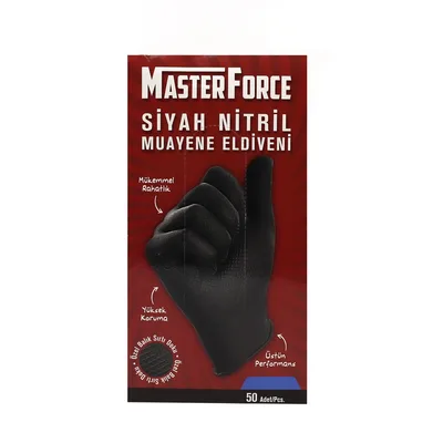 Master Force Siyah Nitril Eldiven (pk 50 Adet)
