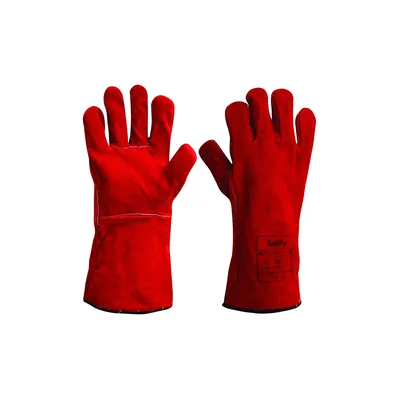Max Safety Kaynakçı Deri Eldiven Kırmızı - 12'li Paket