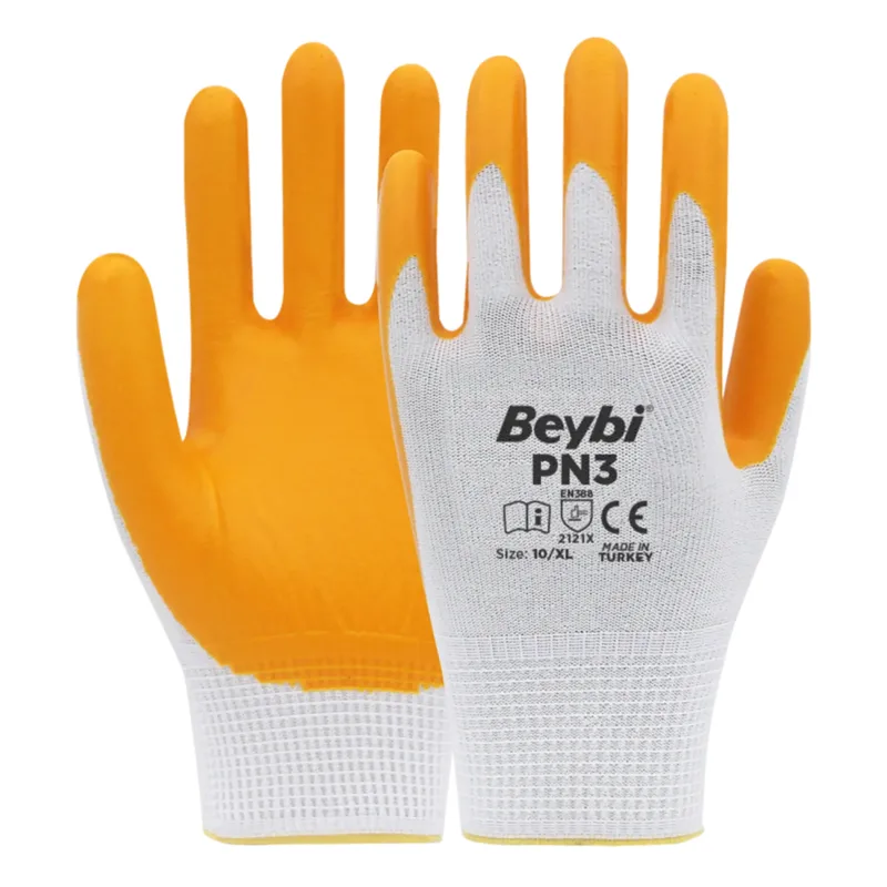 Beybi Pn3 Naylon Nitril Eldiven Sarı No: 10 - 288'li Paket