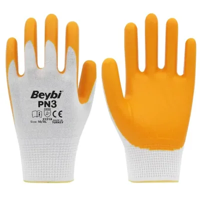Beybi Pn3 Naylon Nitril Eldiven Sarı No: 9 - 288'li Paket