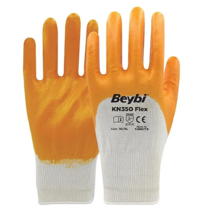 Beybi Kn350 Flex Likralı Örme Eldiven Sarı No:10 - 288'li Paket