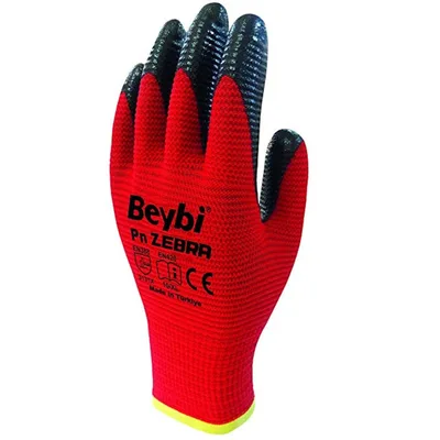 Beybi Pn5 Zebra Eldiven Kırmızı-siyah No: 9 - 288'li Paket