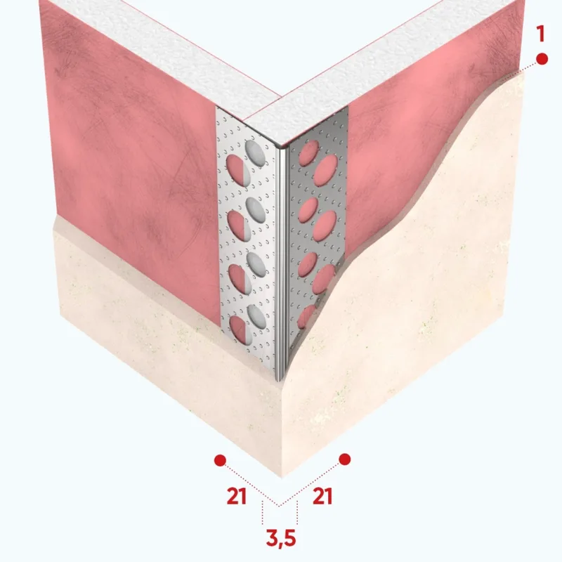 Alüminyum Alçı Köşe Profili 21x21 Mm 2.70 Mt - 50'li Paket