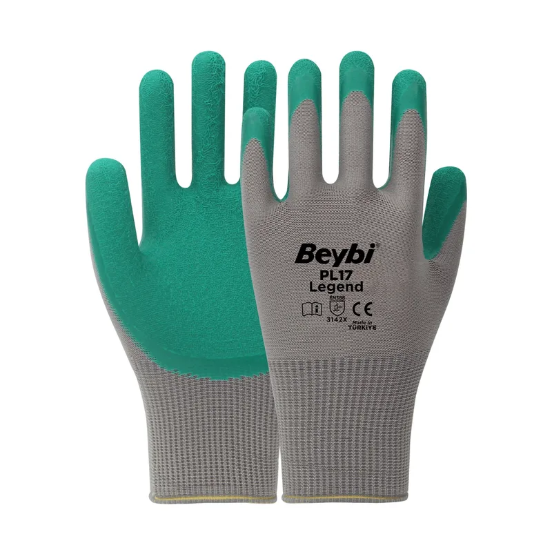 Beybi Pl-17 Legend Lateks Eldiven Gri-yeşil No:9 - 144'lü Paket
