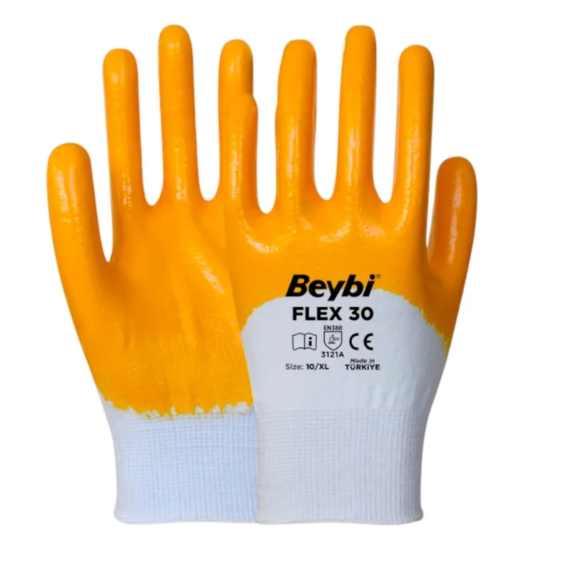 Beybi Flex30 Nitril Eldiven Sarı No: 10 - 360'lı Paket