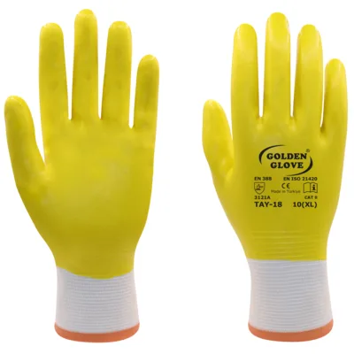 Golden Glove Tay-18 Tam Kaplı Eldiven Sarı No:10 - 12'li Paket