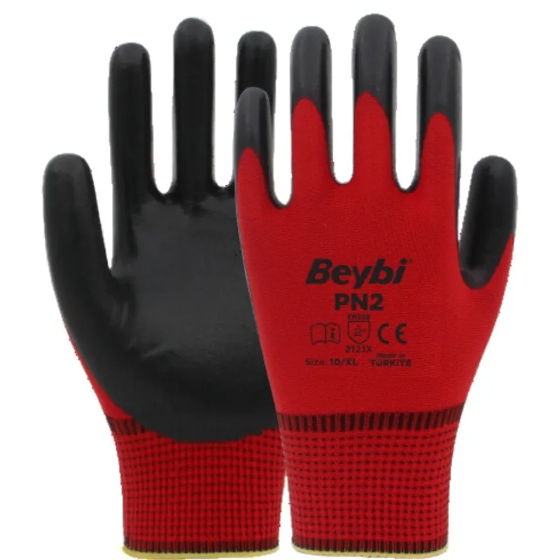 Beybi Pn2 Eldiven Kırmızı-siyah No:10 - 504'lü Paket