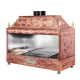 Ateşe Kömürlü Davlumbazlı Kapalı Izgara, 100x55x125 cm, Bakır Kaplama - Görsel 2