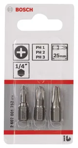 Bosch - 3 Parçalı Extra Hard Serisi Vidalama Ucu Seti PH1/2/3*25 mm - Görsel 2