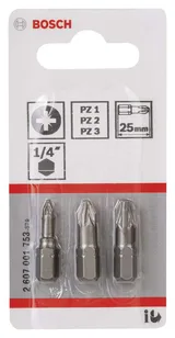 Bosch - 3 Parçalı Extra Hard Serisi Vidalama Ucu Seti PZ1/2/3*25 mm - Görsel 2