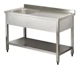 Arisco Paslanmaz Tekli Sol Evyeli Çalışma Tezgahı Alt Raflı Demonte 100x60x85 SN610DL / Sink With 1 Bowl - 2
