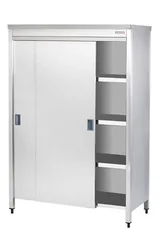 Paslanmaz Depolama Dolabı Sürgü Kapılı 3 Ara Raflı 120x60x180 ED612D - 2