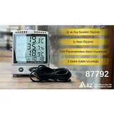 AZ 87792 Alarmlı İç ve Dış Sıcaklık Göstergesi, İç Nem Ölçerli - Görsel 2