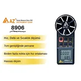 AZ 8906 Profesyonel Hava Hızı ve Hava Debisi Ölçer - Görsel 2