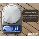 Desis KFS S1 Paslanmaz Dijital Terazi 5 kg, 1 gr Hassasiyetli - Görsel 2