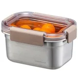LocknLock Paslanmaz Çelik Fırın ve Saklama Kabı, Dörtgen Kilitli 520 ml, Kahverengi - Görsel 2