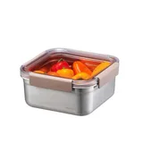 LocknLock Paslanmaz Çelik Fırın ve Saklama Kabı, Kare Kilitli 1.3 Lt ml, Kahverengi - Görsel 2