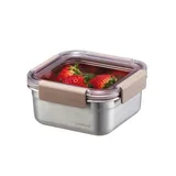 LocknLock Paslanmaz Çelik Fırın ve Saklama Kabı, Kare Kilitli 700 ml, Kahverengi - Görsel 2